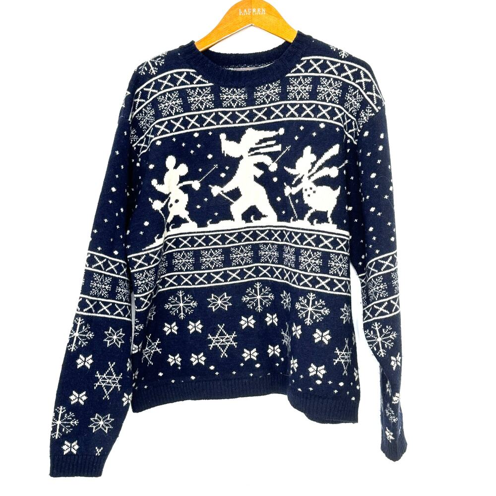 Vintage Adventure Ahead Disney Store‎ wool ski snowflake sweater